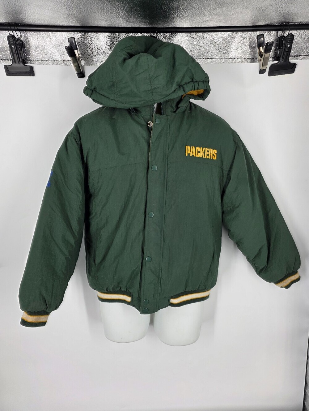 Vintage Reebok Green Bay Packers Heavyweight Hooded Winter Jacket Youth XL 18-20